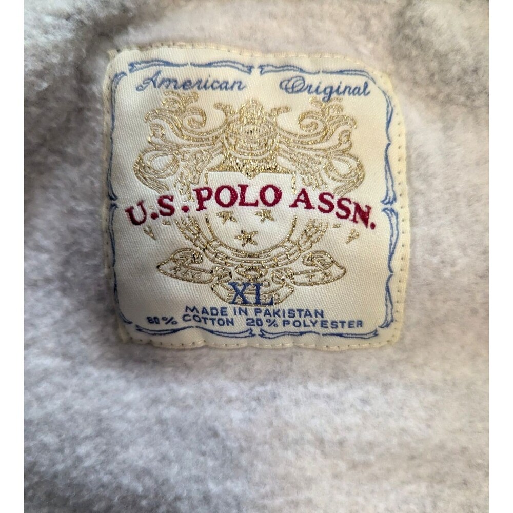 US Polo Assn Hoodie Full Zip Mens XL Gray/Black/Red Vintage Preowned - Picture 2 of 13